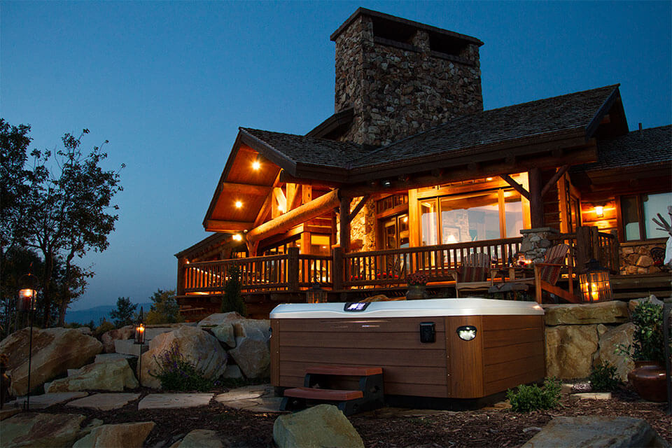 Cabin with a view from the hot tub by Bullfrog Spas