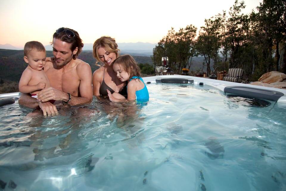 family enjoying spa