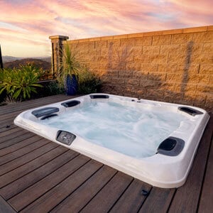 backyard hot tub patio