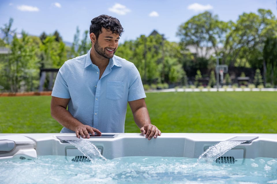 Man near hot tub