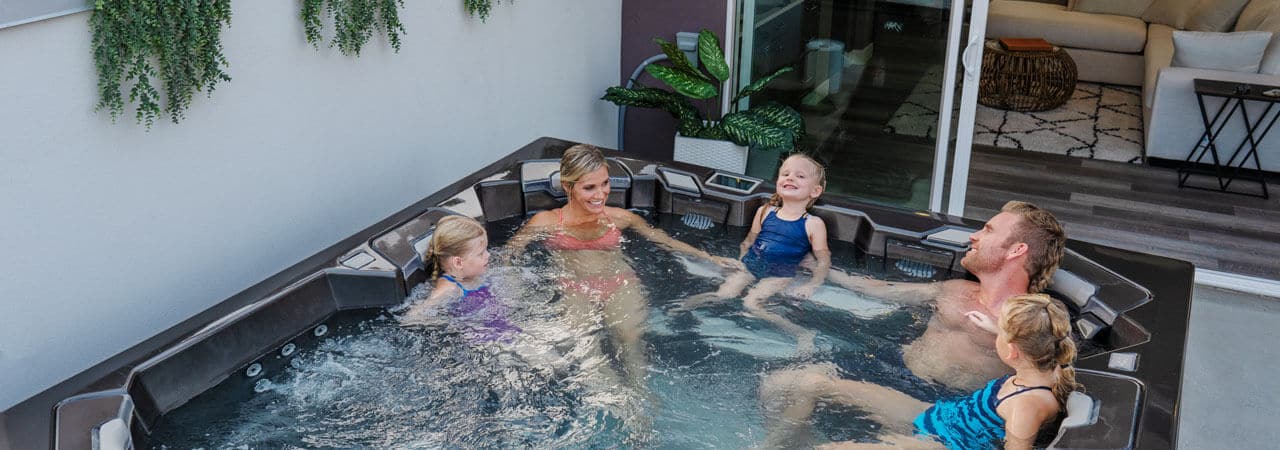 family in hot tub
