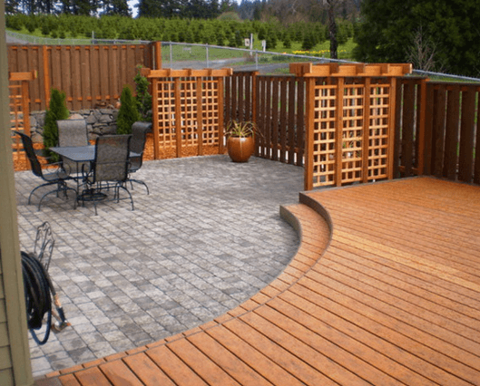 Deck and Patio Design with Wood and Stone