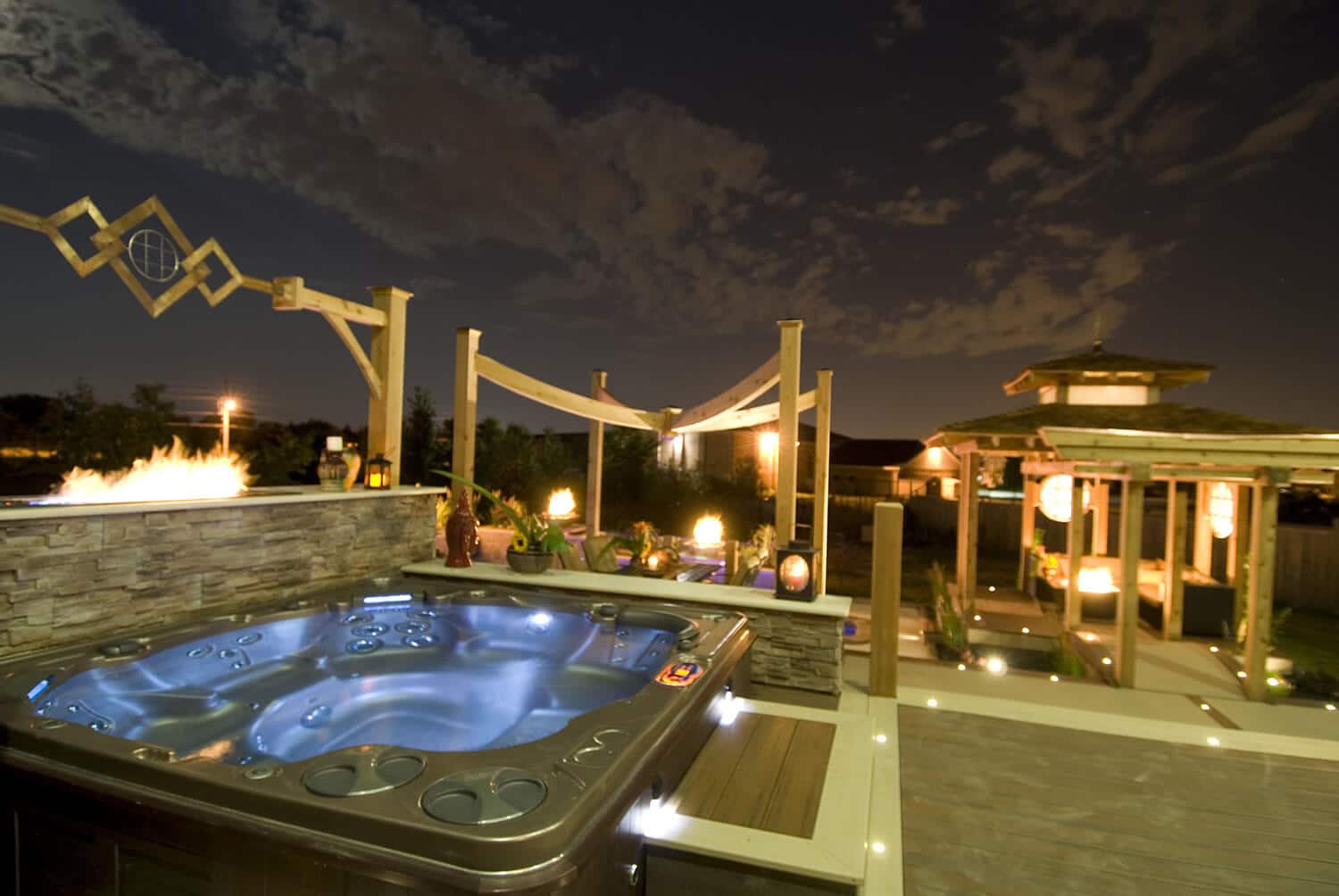 Hot Tub on Decorative Deck