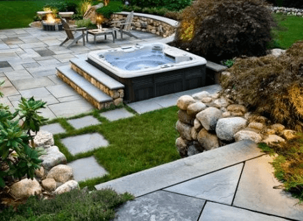 Steps Around In-ground Hottub