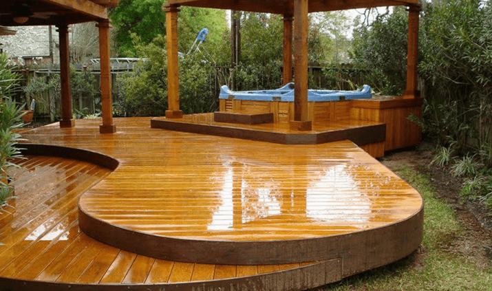 Hot Tub in Deck with Gazebo
