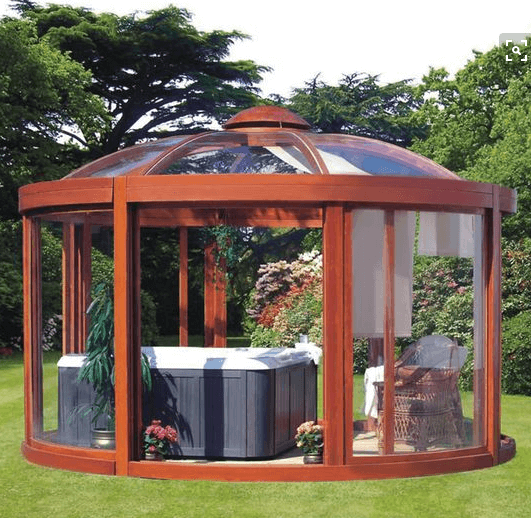 Wood and Glass Hot Tub Gazebo